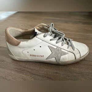 Golden Goose White and Brown Star Sneakers